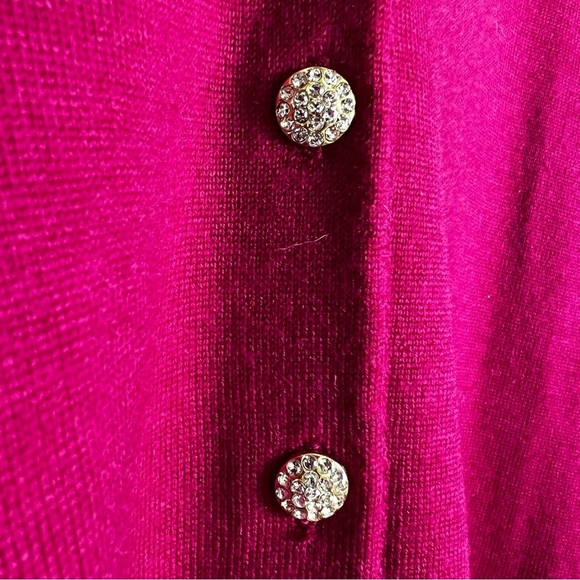 Talbots - Magenta Cardigan‎ with Rhinestone Buttons - Sz. LP - Picture 5 of 7